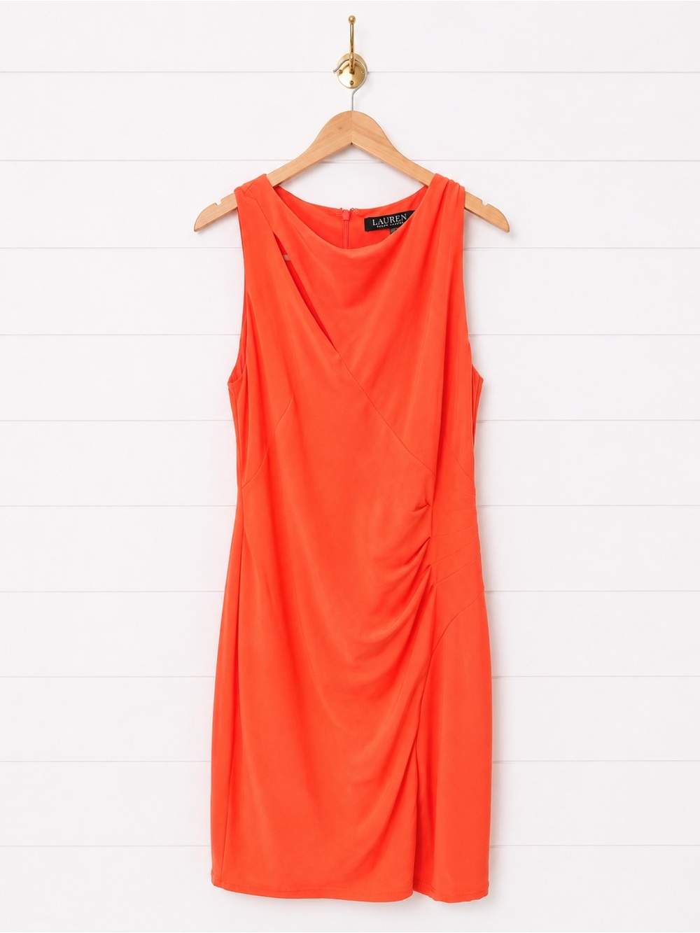 Lauren Ralph Lauren Coral Sleeveless Draped Sheath Dress Size 0